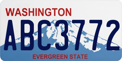 WA license plate ABC3772