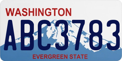 WA license plate ABC3783
