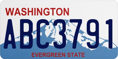WA license plate ABC3791