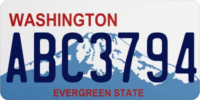 WA license plate ABC3794