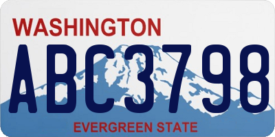 WA license plate ABC3798