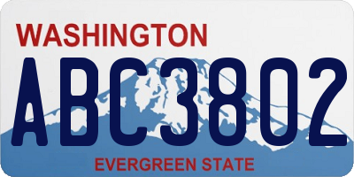 WA license plate ABC3802