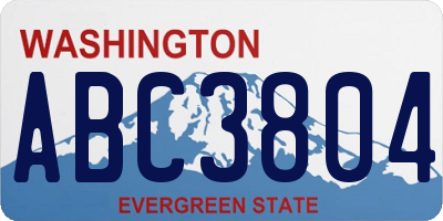 WA license plate ABC3804
