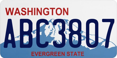 WA license plate ABC3807