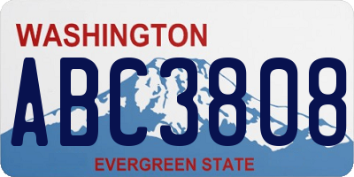 WA license plate ABC3808