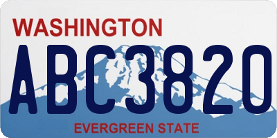 WA license plate ABC3820