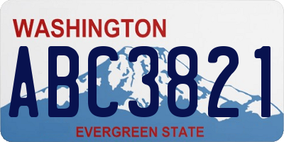 WA license plate ABC3821