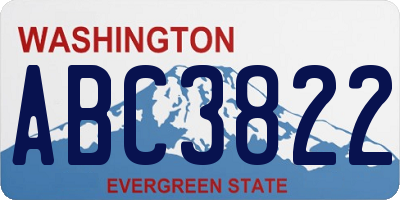WA license plate ABC3822