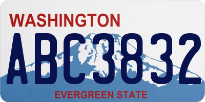 WA license plate ABC3832