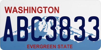 WA license plate ABC3833