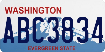 WA license plate ABC3834