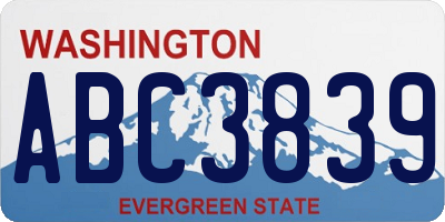 WA license plate ABC3839