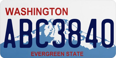 WA license plate ABC3840