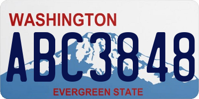 WA license plate ABC3848
