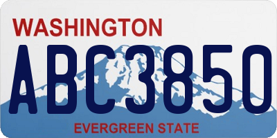 WA license plate ABC3850