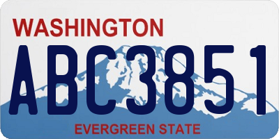 WA license plate ABC3851