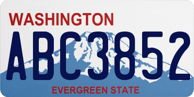 WA license plate ABC3852