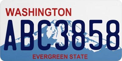 WA license plate ABC3858