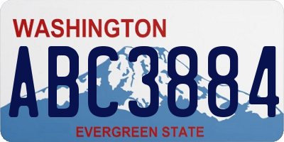 WA license plate ABC3884