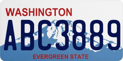 WA license plate ABC3889