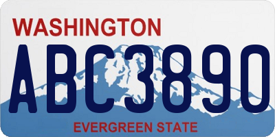 WA license plate ABC3890