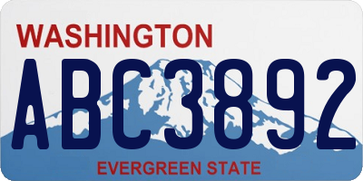 WA license plate ABC3892