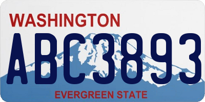 WA license plate ABC3893