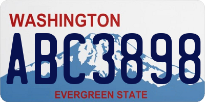 WA license plate ABC3898