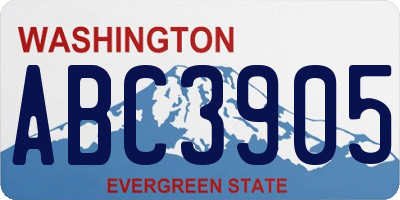 WA license plate ABC3905