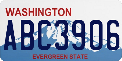 WA license plate ABC3906