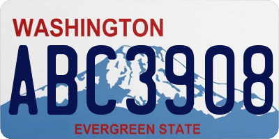 WA license plate ABC3908