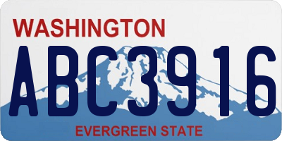 WA license plate ABC3916