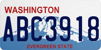 WA license plate ABC3918