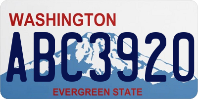 WA license plate ABC3920