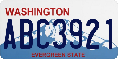 WA license plate ABC3921