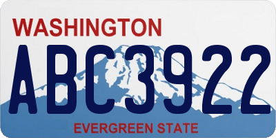 WA license plate ABC3922