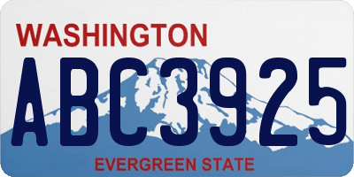 WA license plate ABC3925