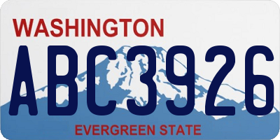 WA license plate ABC3926