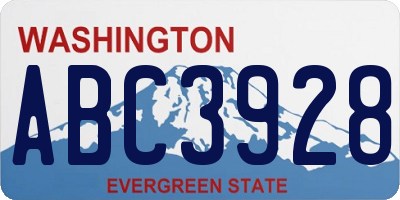 WA license plate ABC3928