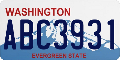 WA license plate ABC3931