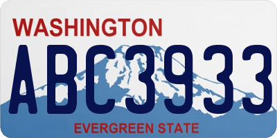WA license plate ABC3933