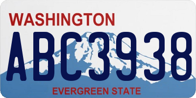 WA license plate ABC3938