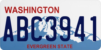 WA license plate ABC3941