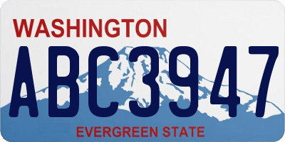 WA license plate ABC3947
