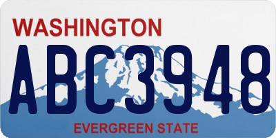 WA license plate ABC3948