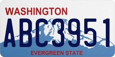 WA license plate ABC3951