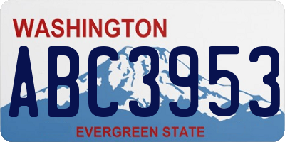 WA license plate ABC3953