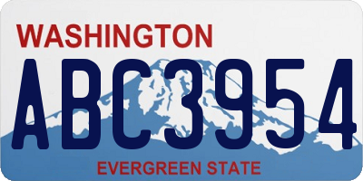 WA license plate ABC3954