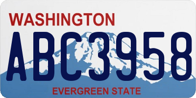 WA license plate ABC3958