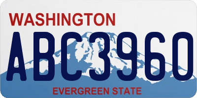 WA license plate ABC3960